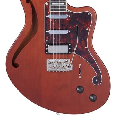 D'Angelico Deluxe Bedford SH Semi-hollowbody Electric Guitar - Matte Walnut with Wilkinson Tremolo image 11
