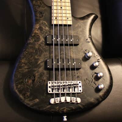 Warwick Fortress 5 LTD Poplar Burl Top 5-String (Nirvana Black OFC) image 1