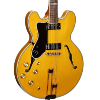 Epiphone Sheraton Semi-Hollow Body Electric Guitar, Left-Handed (with Gig Bag), Natural image 1