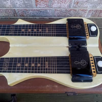 Vintage 1950 Oahu Iolana Double Neck Six String Lap Steel Guitar w/ Original Geib Hardshell Case! Kluson Keys, Valco-Built! image 3