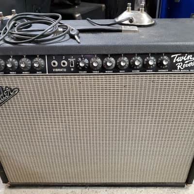 Vintage 1965 Fender Twin Reverb 2-Channel 85-Watt 2x12" JBL D120s Guitar Combo Black Panel with original paperwork and original (and newer) vibrato and spring reverb footswitch image 2