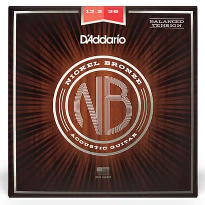 D'Addario NB13556BT Nickel Bronze Acoustic Guitar Strings - Balanced Tension Medium 13.5-56 image 1