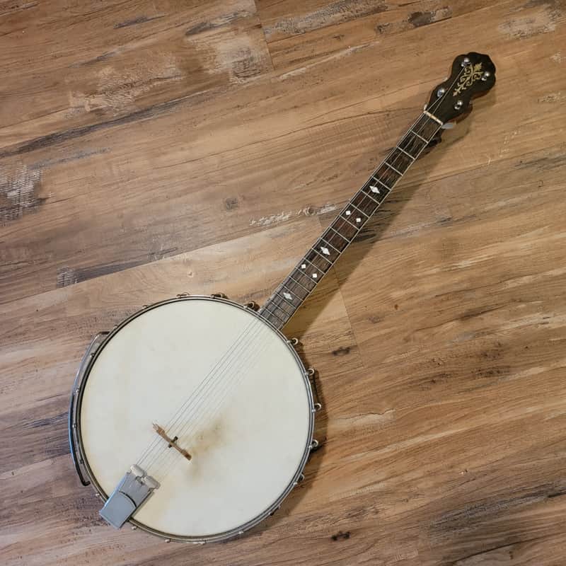 Lyon & Healy F Style 4 String Open Back Tenor Banjo Birds Eye Maple Un Cleaned But Solid image 1