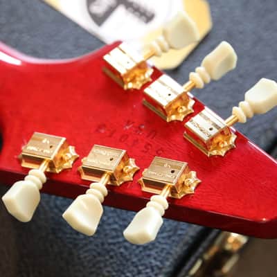 Sweet! 2005 Hamer Korina Vector Flying V Style Guitar Trans Cherry w/ Brazilian Board + COA OHSC image 19