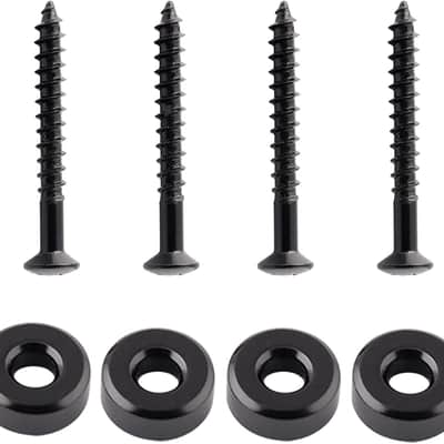 Guitar Neck Joint Bushings and Bolts Mounting Ferrules Metal with Mounting Screws for Electric Guitar or Bass Guitar Black 4Pcs. image 2