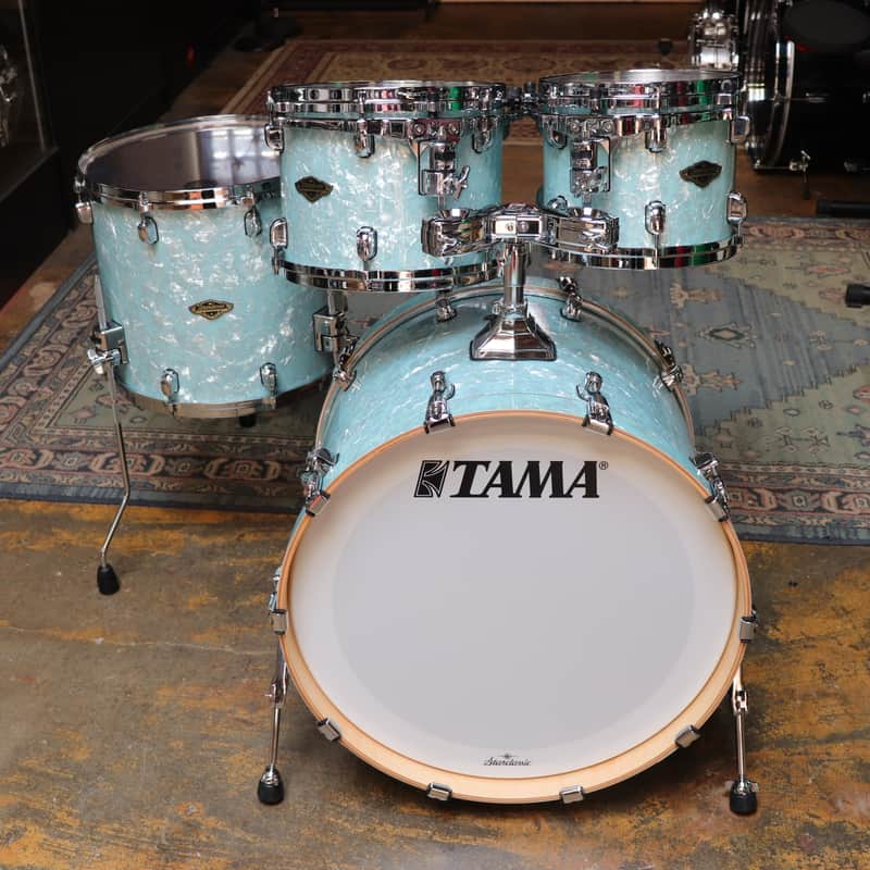 Tama 4pc Starclassic Birch/Walnut Drum Kit Shell Pack Ice Blue Pearl image 1