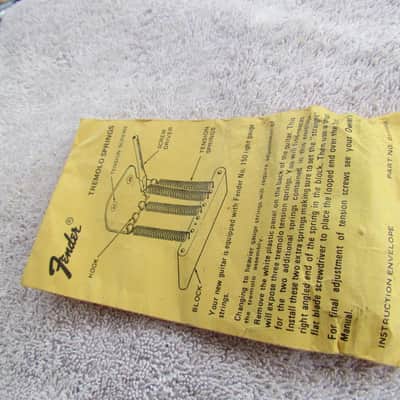 Vintage Fender Tremolo Springs In Original Envelope With Hex Key 1070's Era Vintage image 2
