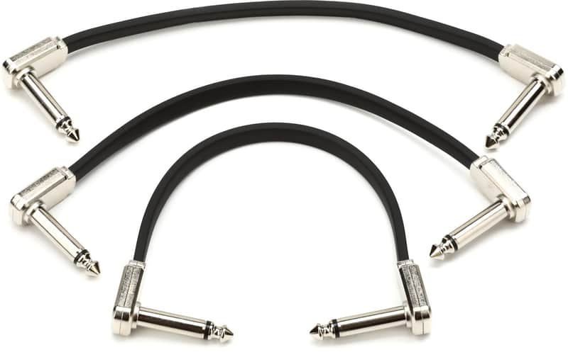 Ernie Ball P06221 Flat Ribbon Pedalboard Patch Cable - Right Angle to Right Angle - 6-inch (3-pack) image 1