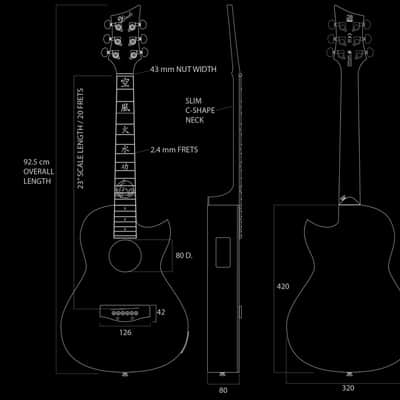 Lindo Ryokou Electro Acoustic Travel Guitar | Japanese Graphic Art | BS3M Piezo/Mic Blend Preamp | 3/4 Size / 24" Scale-Length | Luminlay Side Dots | Five Elements Kanji Abalone Sea Shell and Maple Inlays | Designed in the UK (Nylon Strings) image 9