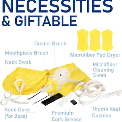 Alto Saxophone ALL-INCLUSIVE Giftable Care Kit: Mouthpiece Brush + Dust Brush + 2 Microfiber Cleaning Swab + Thumb Cushion + Premium Cork Grease + Reed Case, Handy Case, Extend Life of Sax! image 3