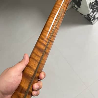 3a st headstock stainless steel 22 frets Roasted flame Maple guitar neck 25.5inch hole 10mm gloss image 4