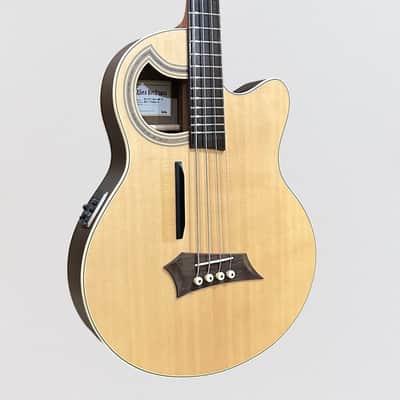 Warwick RockBass Alien Deluxe Hybrid Thinline 4 String Acoustic Electric Bass Guitar - Natural image 2