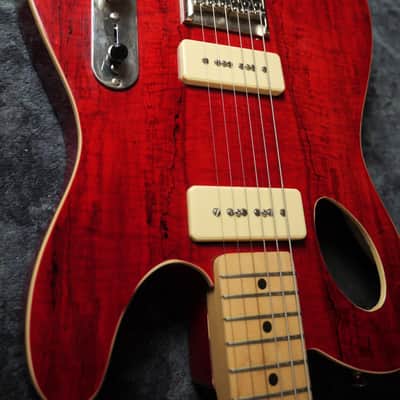 Fender Hollow Body Telecaster Partscaster P90 Special Natural Red Spalted Maple Flame top image 6