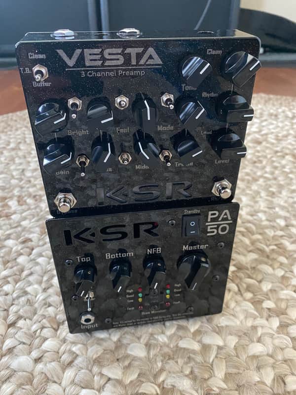 KSR PA50 6L6 Power Amp & Vesta Preamp Pedal 2021 Black Sparkle Rig image 1