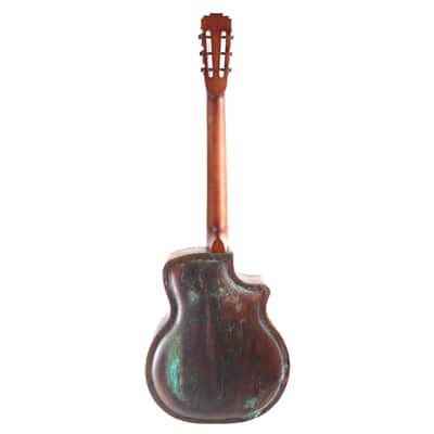 Royall Trifecta Distressed Copper Cutaway 14 Fret Left Handed Tricone Resonator image 9