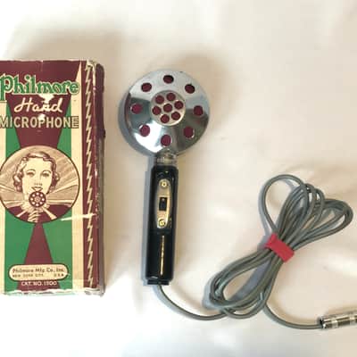 Vintage 1940's Philmore 1500 Hand-Held "Lollipop" Dynamic Microphone with Original Box-Works! image 1