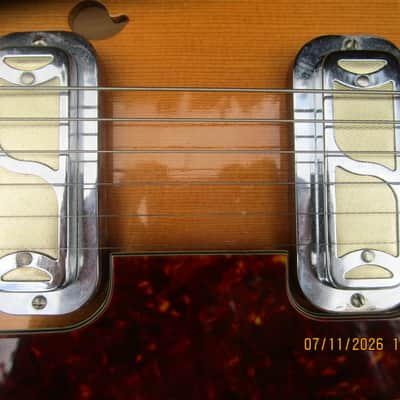 Harmony H-71 Meteor Guitar, 1960's, Blond, Dearmond Pu's, Waverly Tuners image 5