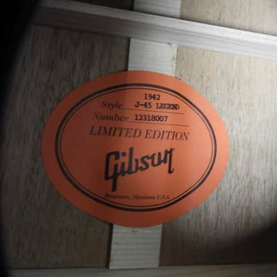 Gibson J-45 Legend 1942 Custom Shop 2018 Vintage Sunburst image 7