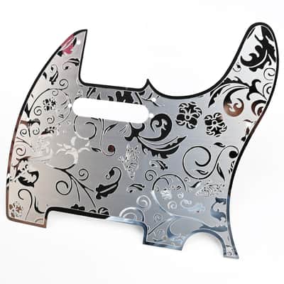 Stainless Steel Pickguard Scratch Plate 8 Holes SS Single-Coil Pickups Metal Engraving Electric Guitar Pickguard Compatible with USA/Mexican Telecaster Tele Modern Style Guitar Parts(Chrome) image 2