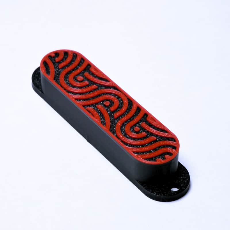 Custom Single Coil Pickup Covers (No Holes) Set of 3 - Black/ Red-Tidal image 1