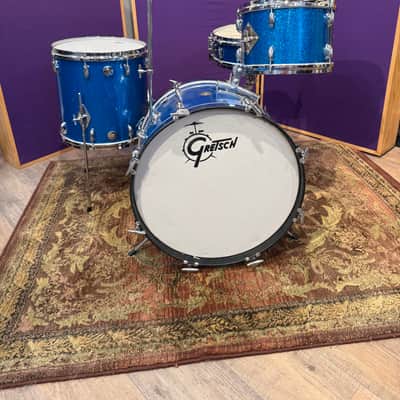 1960s Gretsch Progressive Jazz Outfit Blue Sparkle 20/12/14 w/ Matching 14x4 Snare image 2