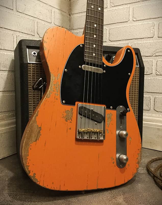 USA Relic Tele Style Electric Guitar Road Worn Orange by Nate's Relic Guitars image 1