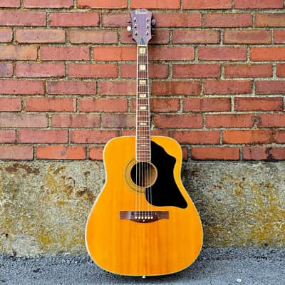 Early 1970's Univox MIJ Dreadnaught - Flame Maple Sunburst - Sold Woods - w/OHSC image 1