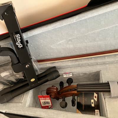 Hidersine HEV 3 electric violin - Zebrawood with bow, case and stand image 3