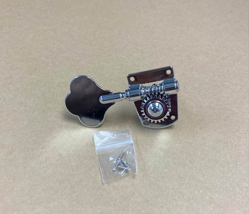 Grover Style Single Cloverleaf Bass Tuning Machine Gears Chrome Trible Side image 1