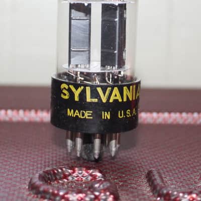 SYLVANIA 6SN7GTB 6SN7GT PERFECT BALANCE BLACK PLATE HALO GETTER TEST NOS VINTAGE 1960'S image 1