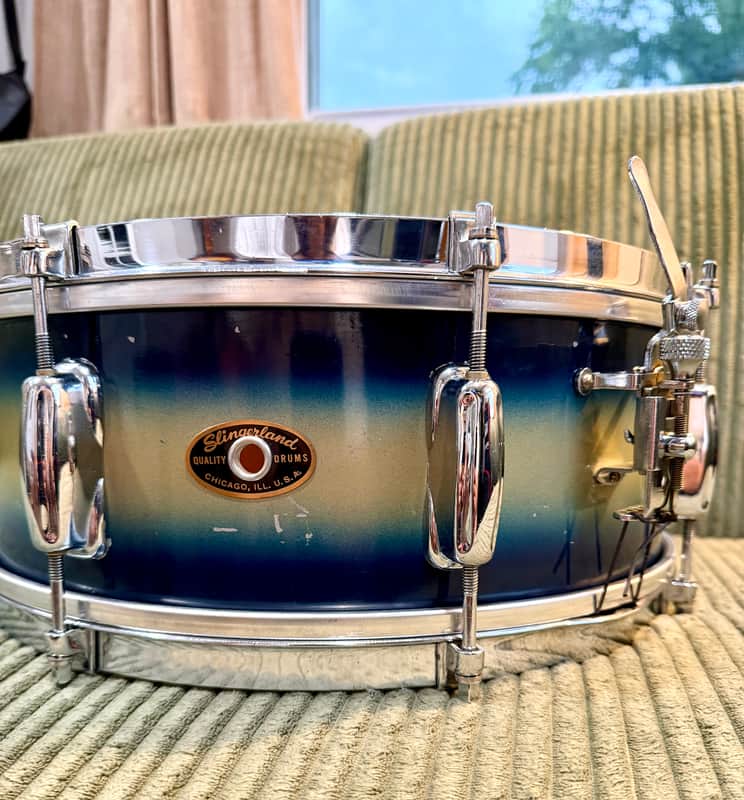 Vintage 1958 Slingerland Radio King Student Model 5.5x14 8-Lug Snare — Blue/Silver Duco — Dated Shell, New Evans Heads (Video Demo)
