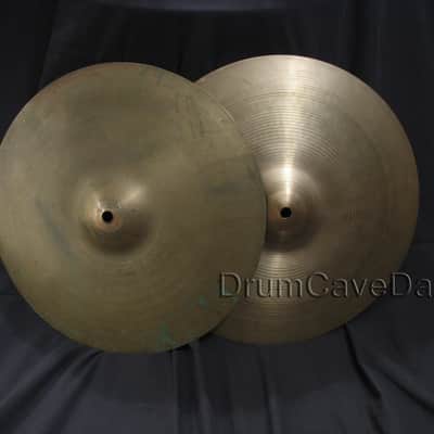 14" VINTAGE ZILDJIAN NEW BEAT HI HAT CYMBALS, HOLLOW LOGO, DEMO VIDEO! image 1