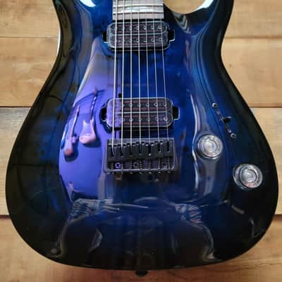 Schecter Guitar Research Omen Elite-7 - See-Thru Blue Burst image 1