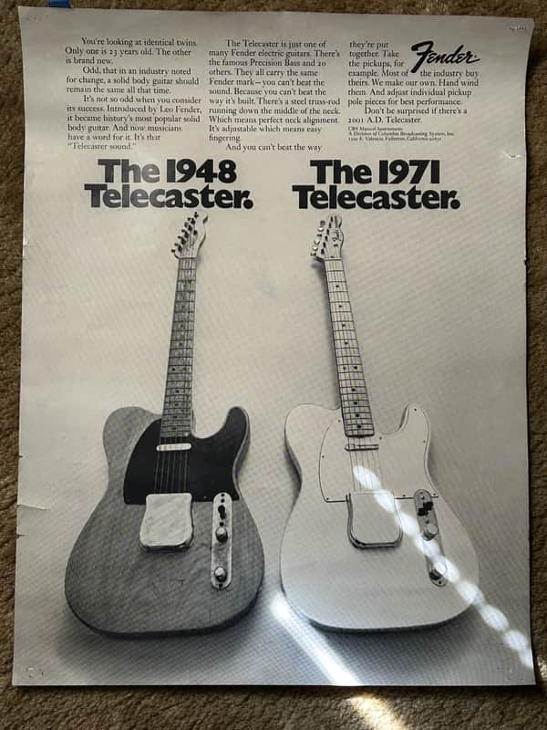 ORIGINAL VINTAGE 1971 FENDER TELECASTER POSTER image 1