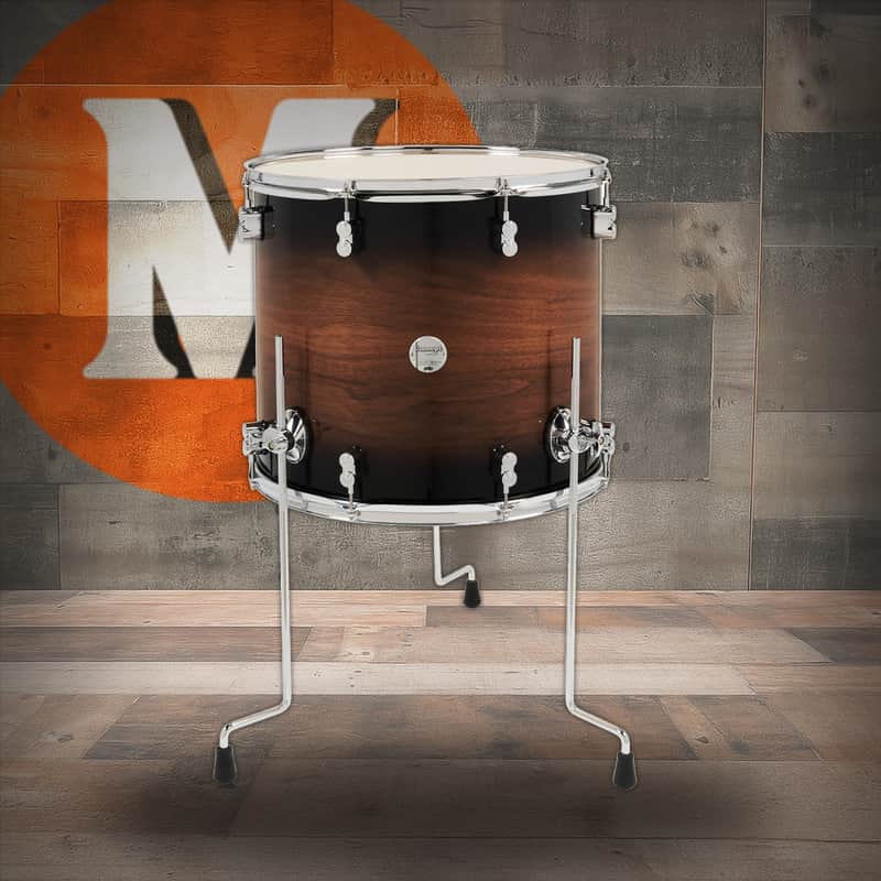 PDP Concept Exotic 16" x 18" Floor Tom - Walnut Charcoal Burst with Chrome Hardware (PDCMX1618TTWC) image 1
