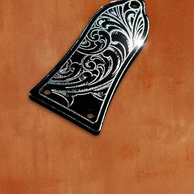 Truss Rod Cover for Epiphone Les Paul in Black with Silver Acrylic Mirror image 2