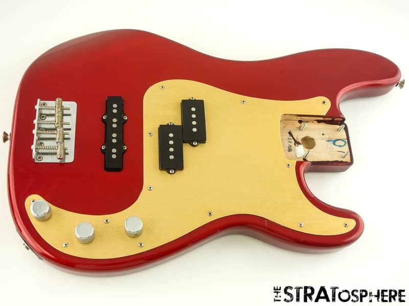 USED Fender Precision BASS Special LOADED BODY P/J Pickups P Bass Alder Red image 1
