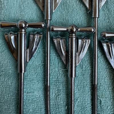 Ludwig Lot of 8 Bowtie Clubdate Pre Serial Bass Drum Tension Rods + Claws 7” 60s - Chrome image 4