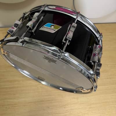 Vintage 1970s Ludwig Vistalite Smoke Black Snare Drum 14x6.5 Blue Olive Badge All Original Acrylic image 7
