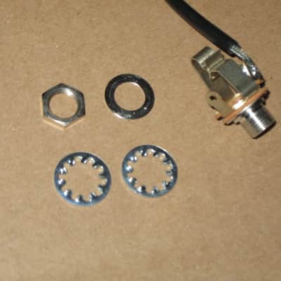 A+ 2010s Gibson control harness: 1 volume 500K audio long shaft pot + nut/washer, 1 tone 500K audio long shaft pot + nut/washer, wires, wire insulation, blue capacitor 0.022 uF, jack + nut/washer (NO switch, NO wires for connecting switch) image 20