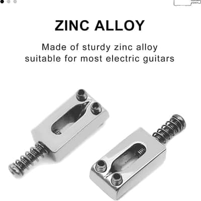 Guitar Bridge Saddle with Spring Screws Wrench Tremolo for Fender Strat Stratocaster Tele Telecaster Electric Guitar Replacement Parts Accessories 6Pcs Bridge Saddles（Chrome） image 2