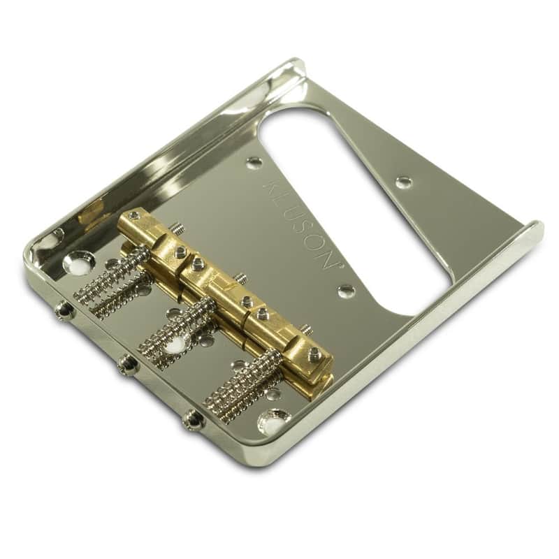 Kluson Hybrid Replacement Bridge For Fender American Standard Telecaster Steel With Intonated Brass image 1