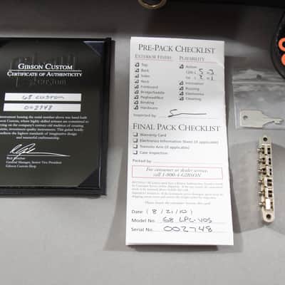 2010 Gibson Custom Shop Historic ’68 Les Paul Custom Reissue Black Beauty Ebony w/ OHSC + COA image 10