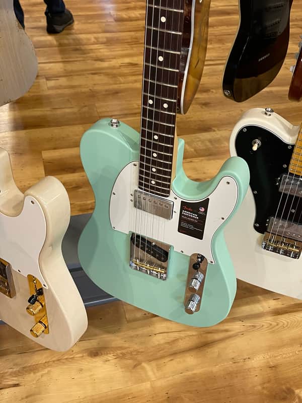 Fender American Performer Telecaster Hum with Rosewood Fretboard 2022 Satin Surf Green image 1