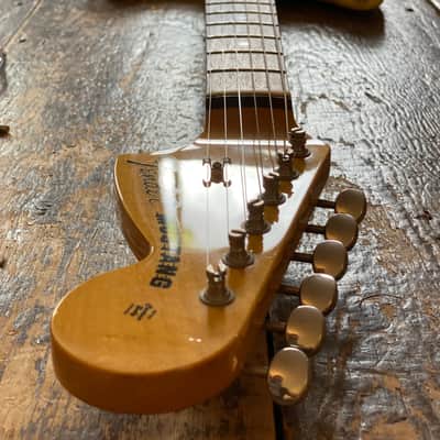 Fender Mustang 1969 Reissue Vintage White/Yellow CIJ Japan 2002 w/ Hardcase image 7