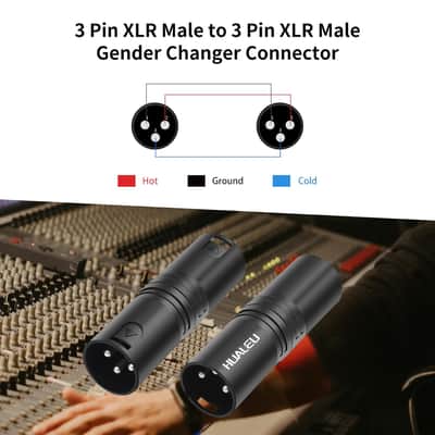 3Pin Xlr Male To Male Adapter, Mic,Amplifier, Mixer Xlr 3-Pin Microphone Cable Connectors Adapter-2Pack image 2
