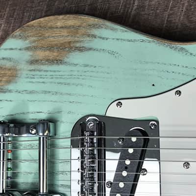 MyDream Partcaster Custom Built - Old Ash Surf Green Lollar Gold Foil image 6