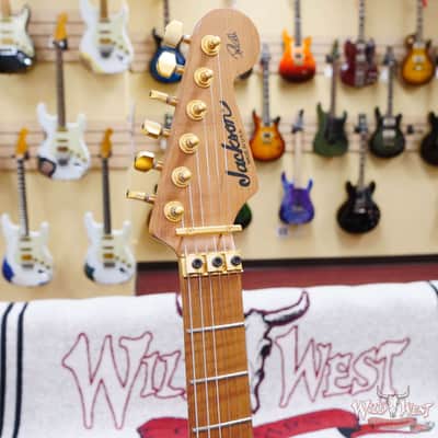 Jackson Custom Shop USA Signature Phil Collen PC Satin Stain Caramelized Flame Maple Fingerboard Satin Transparent Green image 7