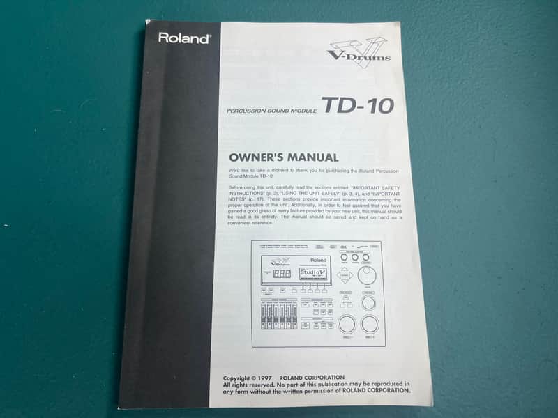 Roland TD-10 Owners Manual image 1