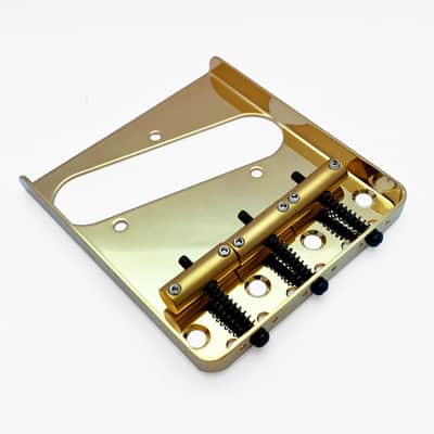 AxLabs Tele-Style String-Through Bridge | Brass Vintage Style Saddles - Gold image 1